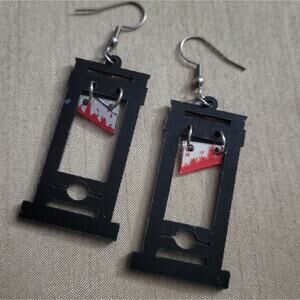 Black "bloody" guillotine acrylic earrings